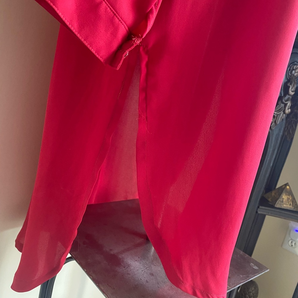 Red Button-Up Shirt Dress Kurti kameez tunic - Picture 4 of 6
